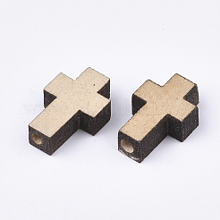 天然木製ビーズ  クロス  小麦  15x9.5x4.5mm  穴：1.8mm&nbsp;WOOD-S050-41