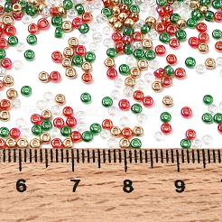 4色11/0クリスマスミユキラウンドロカイユシードビーズ  rr160 と rr173 と rr82 と rr254  ミックスカラー  2x1.3mm  穴：0.8mm  約5500個/50g&nbsp;SEED-X0058-18