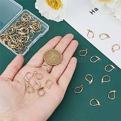 304ステンレススチールフレンチフックピアス金具60個  カン付き  18KGP本金メッキ  16x10x2mm  穴：1.4mm  ピン：0.6x1mm&nbsp;STAS-DC0015-92