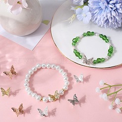 キュービックジルコニアペンダント付き真鍮8色4個  蝶  ミックスカラー  12.5x15x10mm  穴：3.3mm  2個/カラー&nbsp;KK-SC0004-25