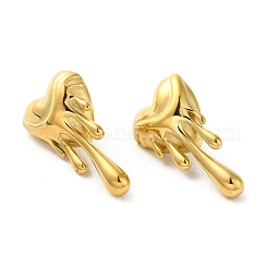 304ステンレススチールスタッドピアス  溶ける心  18KGP本金メッキ  32.5x18.5mm&nbsp;EJEW-Q796-06G