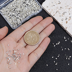1000個の真鍮つぶし玉  チューブ  銀  2x2mm  穴：1.5mm&nbsp;KK-PA0001-11