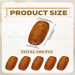 200個入りウッドビーズ  コラム  チョコレート  15x7mm  穴：3mm  200pc&nbsp;WOOD-LP0001-14