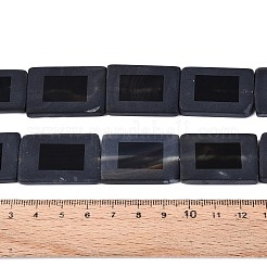 染色・加熱された天然黒瑪瑙ビーズ連売り  長方形  艶消し  30~37x20~26x4~9mm  穴：1~1.6mm  約11個/連  13.39~15.51''（34~39.4センチメートル）&nbsp;G-T144-25B-02