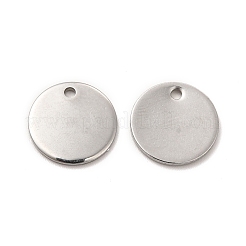 変色しにくい304ステンレススチールチャーム  空白タグのスタンプ  フラットラウンド  ステンレス鋼色  12x1mm  穴：1mm&nbsp;STAS-K112-01P