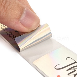 レーザー粘着ステッカー  ロールステッカー  ご注文ありがとうございます  パーティーデコラティブプレゼント用  銀  7.5x2.5cm  120PCS /ロール&nbsp;DIY-P037-G03