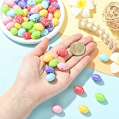 30個6色不透明アクリルヨーロピアンビーズ  大穴ビーズ  ラグビー  ミックスカラー  12.5x18.5x11.5mm  穴：4mm  5個/カラー&nbsp;SACR-YW0002-10