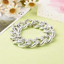 Ccbプラスチックラインストーンカーブチェーンブレスレット  304ステンレススチールゲートリング付き  銀  8-5/8インチ（22cm）&nbsp;BJEW-JB06439