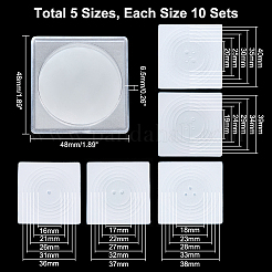 50セット5スタイルのプラスチック製スクエアコインボックス  記念コインコレクション用品  透明  48x48x6.5mm  10セット/スタイル&nbsp;KY-NB0001-58