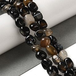 天然石黒瑪瑙ビーズ連売り  染め＆加熱  ナゲット  タンブルストーン  7~15x6~10x5.5~8mm  穴：1mm  約47~49個/連  15.55~15.94''（39.5~40.5センチメートル）&nbsp;G-NH0017-B04-01