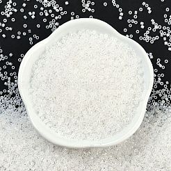 不透明色光沢ガラスシードビーズ  シリンダー  ホワイト  1.6x1.3mm  穴：0.8mm  約60000個/ポンド&nbsp;SEED-H003-12I