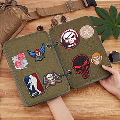 フリップページフック＆ループパッチブックDIYキット  戦術パッチブックレットオーガナイザー  2個の取り外し可能なppリングバインダーを含む  5個のベルベットパネルボード  鉄のパーツと  ダークオリーブグリーン  ボード：268x189x5mm  穴：12mm&nbsp;FIND-WH0108-48C