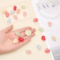21 個 7 色不透明樹脂ビーズ  イミテーション翡翠  ユニコーン  ミックスカラー  18x23x14.5mm  穴：1.5mm  3個/カラー&nbsp;RESI-CA0001-48