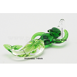 手作りの内側の花の大きなランプワークペンダント  人魚  ミックスカラー  サイズ：幅さ約33mm  長さ62mm  厚さ14mm  穴：6mm&nbsp;X-LAMP-A140-M