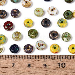 ピカソガラスシードビーズ  丸い穴  ロンデル  ミックスカラー  6~6.5x3mm  穴：1.4mm  約2500個/ポンド&nbsp;SEED-N010-01I