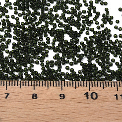透明チェコガラスシードビーズ15/0個  ラウンド  ダークオリーブグリーン  1.5x1mm  穴：0.5mm  約500 G /袋&nbsp;SEED-N004-004-30
