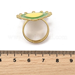 女性用304ステンレススチールエナメル指輪  ゴールドカラー  ティアドロップ  32x25.5mm  usサイズ6 1/2(16.9mm)&nbsp;LS-RJEW-Z096-01G-01