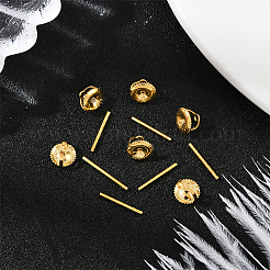 6セット925個のスターリングシルバー製イヤリングナットとピン  ゴールドカラー  6x4.5mm  穴：0.7mm  11x1mm  2個/セット&nbsp;STER-BBC0008-58G