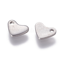 変色しにくい201ステンレススチールチャーム  空白タグのスタンプ  ハート  ステンレス鋼色  7x6x1mm  穴：1mm&nbsp;STAS-L234-046P