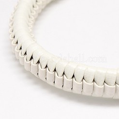トレンドユニセックスカジュアルスタイルPUレザーラップブレスレット  ワックスコード付き  ホワイト  54mm&nbsp;BJEW-L308-19