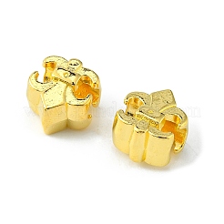 チベット風合金ヨーロピアンビーズ  大穴ビーズ  カドミウムフリー＆鉛フリー  フルール·ド·リス  ゴールドカラー  12x11x8mm  穴：5mm&nbsp;MPDL-4928-G-LF