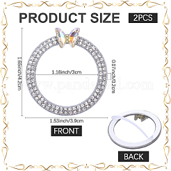 合金ラインストーンカーステッカー2枚  車のシフトノブ保護用  クリスタル  42x39x2mm  内径：30mm&nbsp;STIC-CN0001-08
