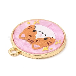 合金ペンダント  アクリルと  カドミウムフリー＆ニッケルフリー＆鉛フリー  フラットラウンド  猫の形  23x20x2mm  穴：1.8mm&nbsp;FIND-C037-15G-04