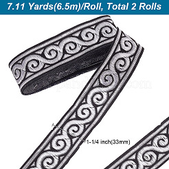 チロリアンテープ  ジャカード花柄リボン  服飾材料  ホワイト  1-1/4インチ（33mm）  約7.11ヤード（6.5m）/ロール&nbsp;OCOR-WH0092-30A