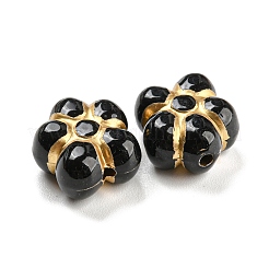 メッキアクリルビーズ  ゴールドライン入り  花  ブラック  14.5x13.5x7mm  穴：1.8mm  約495個/500g&nbsp;OACR-A024-04D