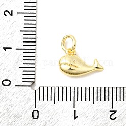 真鍮製チャーム  クジラ  長持ちメッキ  ラックめっき  丸カン付き  18KGP本金メッキ  8x12x4mm  穴：3.2mm&nbsp;KK-C139-28B-G