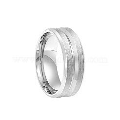 男性用の溝付き201ステンレススチール製指輪  ステンレス鋼色  8mm  内径：19mm&nbsp;WG2ADDA-03