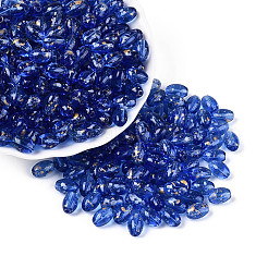 楕円形のガラスシードビーズ  グリッターパウダー付き  ツートン  ブルー  9~9.5x6~6.5mm  穴：1.3~1.5mm  約1058個/ポンド&nbsp;SEED-T009-02I