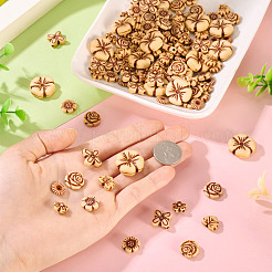 140 個 7 スタイル不透明なアクリル ビーズ  花/フラットラウンド  桃パフ  10~19.9x10~17x3~7mm  穴：1.2~1.8mm  約20個/スタイル&nbsp;SACR-TA0001-50