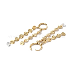 ガラスダングルフープピアス  女性用304ステンレスジュエリー  18KGP本金メッキ  56x13mm&nbsp;EJEW-Q781-23G
