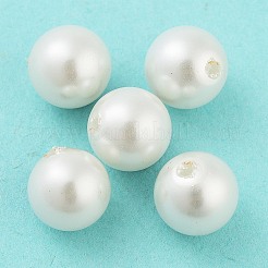 環境に優しいガラスパールラウンドビーズ  ホワイト  12mm&nbsp;HY-K006-01E