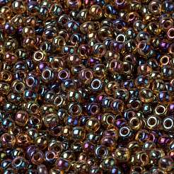 MIYUKIラウンドロカイユビーズ  日本製シードビーズ  8/0  （rr357)ルートビールライニングトパーズab  8/0  3mm  穴：1mm  約19000~20500個/ポンド&nbsp;SEED-G008-RR0357