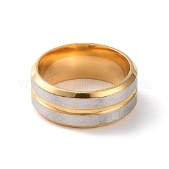 ツートン 201 ステンレススチール 溝付きライン 指輪 女性用  ゴールデン·ステンレス鋼色  内径：17mm&nbsp;RJEW-I089-41GP