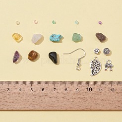 DIYビーズイヤリングブレスレット作成キット  天然および合成チップビーズを含む  ガラスシードビーズ  アイアン製ピアスフック  リーフ＆フラワー＆ボウノットアロイペンダント  ストーンビーズ：104g/箱&nbsp;DIY-FS0002-63