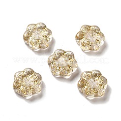透明めっきアクリルビーズ  ゴールドライン入り  花  透明  18.5x17x6.5mm  穴：1.5mm  約315個/500g&nbsp;OACR-L013-028