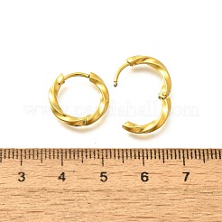 女性用304ステンレスフープピアス  イオンプレーティング（ip）  ツイストリング  14KGP本金メッキ  15.5x2.5mm&nbsp;EJEW-M068-14G-03