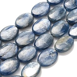天然石カヤナイトビーズ連売り  卵形  ブルー  13.5~14.5x10~10.5x3.5~4.5mm  穴：0.8mm  約29個/連  15.75''（40センチメートル）&nbsp;G-H335-D01-10x14mm