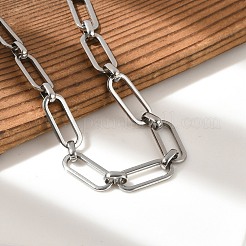 304ステンレススチールペーパークリップチェーンブレスレット、男性と女性用  ステンレス鋼色  7-5/8インチ（19.5cm）  エンドエクステンダー：50mm&nbsp;BJEW-D042-32P