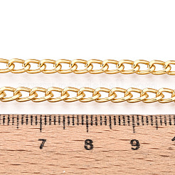 アルミカーブチェーン  溶接されていない  スプールで  ゴールドカラー  5x3.5x1mm  約328.08フィート（100m）/ロール&nbsp;CHA-N004-07G