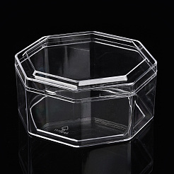 クリアプラスチックビーズ収納ケース  DIYアートクラフト用  ネイルダイヤ  ビーズ収納  八角形  透明  13x13x6.5cm&nbsp;CON-N013-04