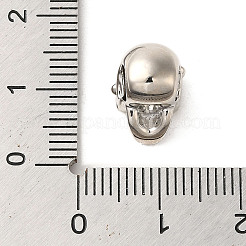 真鍮製ラインストーンヨーロピアンビーズ  エナメル  大穴ビーズ  スカル  ハロウィン用  プラチナ  12x9.5x9.5mm  穴：4mm&nbsp;X1-KK-A203-03P