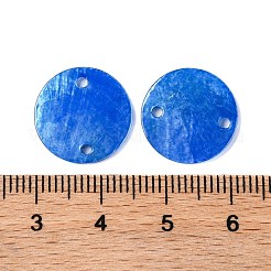 スプレー塗装された天然カピス貝のコネクタチャーム  ディスク  藤紫色  15x1.5mm  穴：1mm&nbsp;BSHE-S304-18F