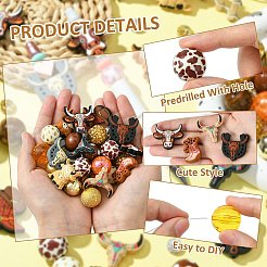 80個のDIYカウボーイテーマファインディングビーズキット  シリコンフォーカルビーズ10個を含む  50PCSアクリルビーズ  樹脂製ラインストーンビーズ20個。  真鍮製ラインストーンスペーサービーズ  ミックスカラー  30x30x8mm  穴：3mm&nbsp;DIY-CJ0002-48