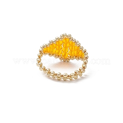 ガラス指指輪  菱形  きいろ  17~18mm  内径：20~20.5mm&nbsp;RJEW-MZ00030-01