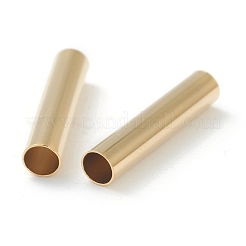 真鍮製チューブビーズ  カドミウムフリー＆鉛フリー  長持ちメッキ  チューブ  24KGP本金メッキ  15x3mm  穴：2.5mm&nbsp;KK-Y003-73E-G