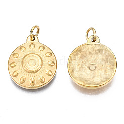 316サージカルステンレスペンダント  丸カン付き  フラットラウンド  14KGP本金メッキ  17x14x3mm  穴：3mm  丸カン：5x1ミリ  3mm内径&nbsp;STAS-N097-034